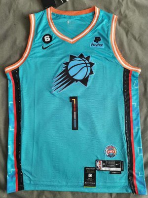 NBA 1 Booker Phoenix Suns 2022-23 city Maillot bleu brodé